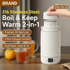 Electric Heating Cup Portable Stainless Steel Bottle Kettle 1L