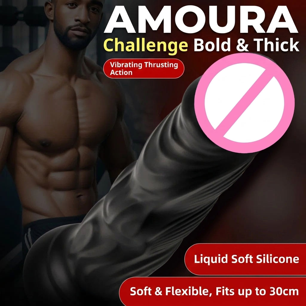 Amoura 8.5" Realistic Dildo, Vibrator, 10-Speed Vibrating, Liquid Silicone, Bendable, Waterproof