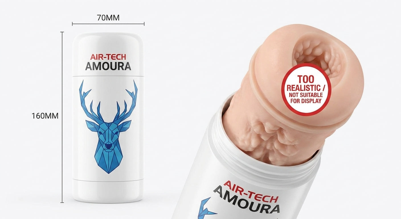 Amoura Male Stroker, Realistic Texture, Manual Masturbator, Body-Safe TPE, Waterproof