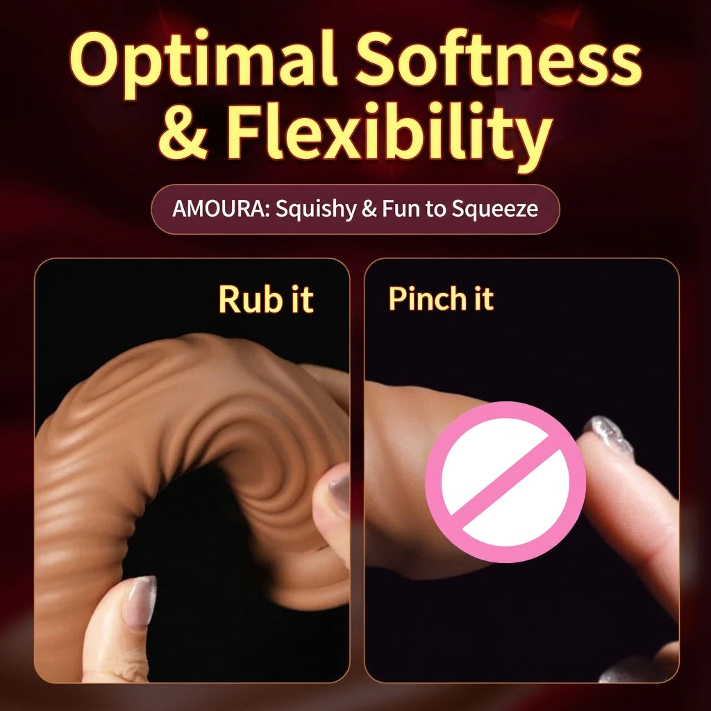 Amoura Realistic Dildo, Flexible Silicone, Vibrating, Women's