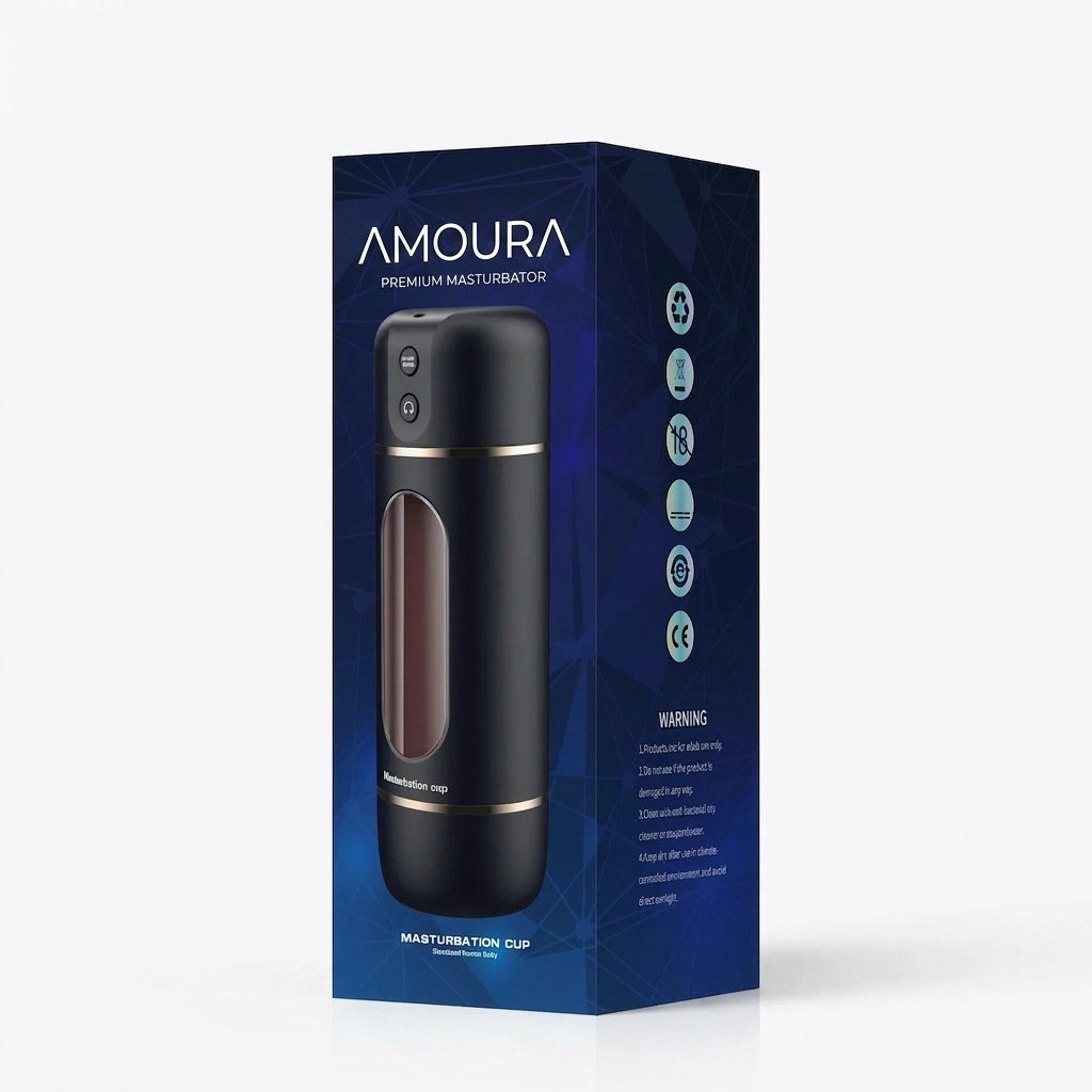 Amoura P-65 Male Masturbator, Oral Stroker, Vibrating & Suction, Remote Control, TPE