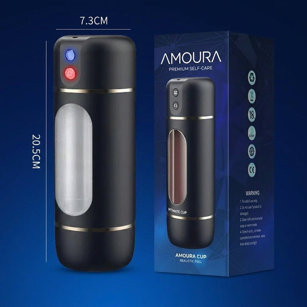 Amoura P-65 Male Masturbator, Oral Stroker, Vibrating & Suction, Remote Control, TPE