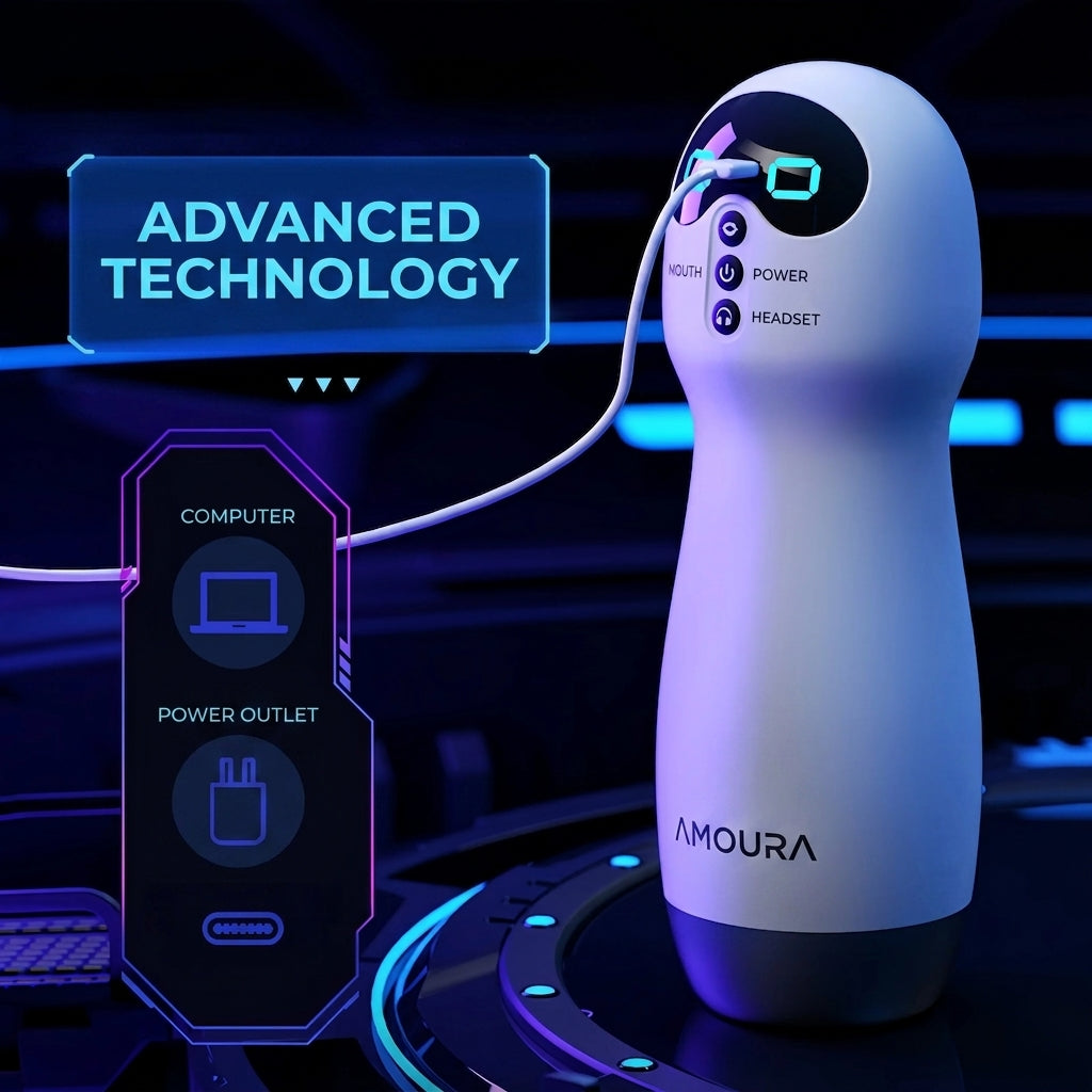 Amoura Male Masturbator Cup, Stroker, Vibrating & Frequency Conversion, TPE, Realistic Texture