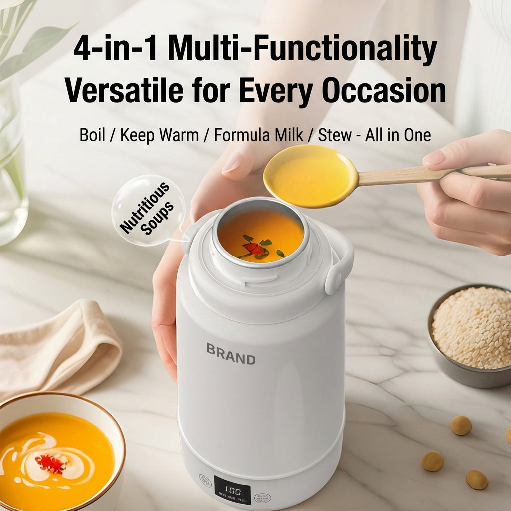 Electric Heating Cup Portable Stainless Steel Bottle Kettle 1L