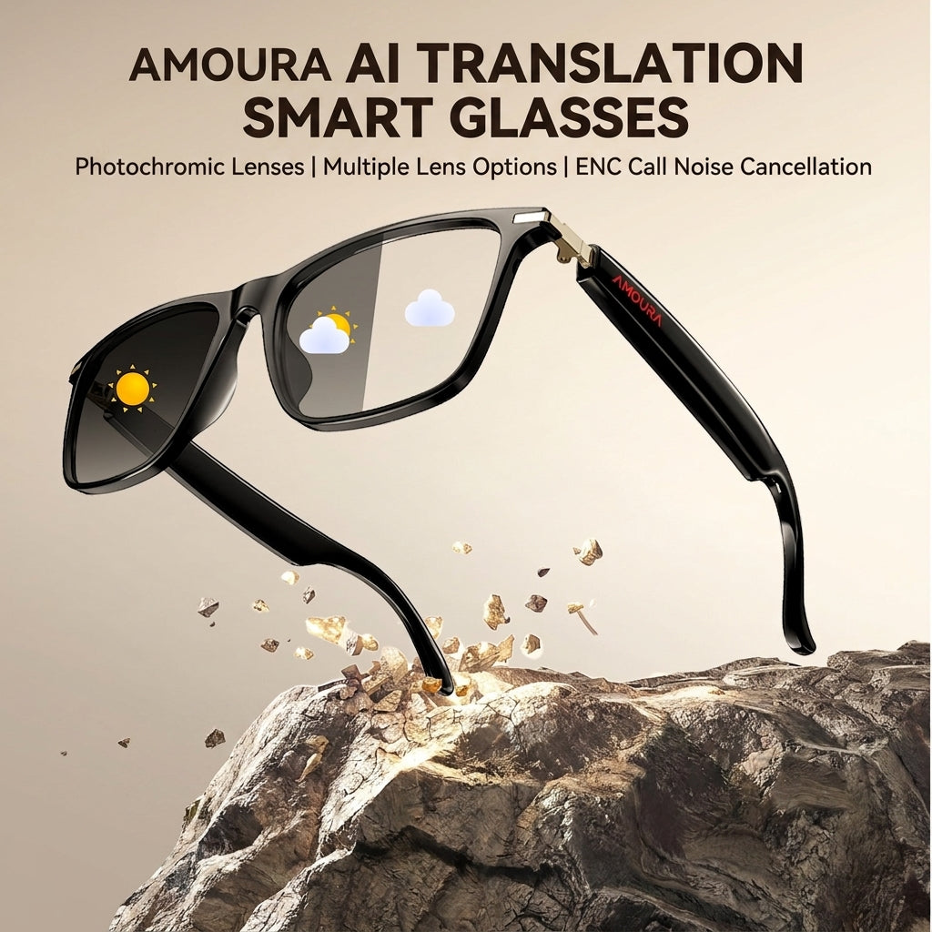 2026 New Cross-Border Hot-Selling Ai Translation Smart Glasses with Call Function, Photochromic Lenses, Bluetooth Wireless Music Glasses