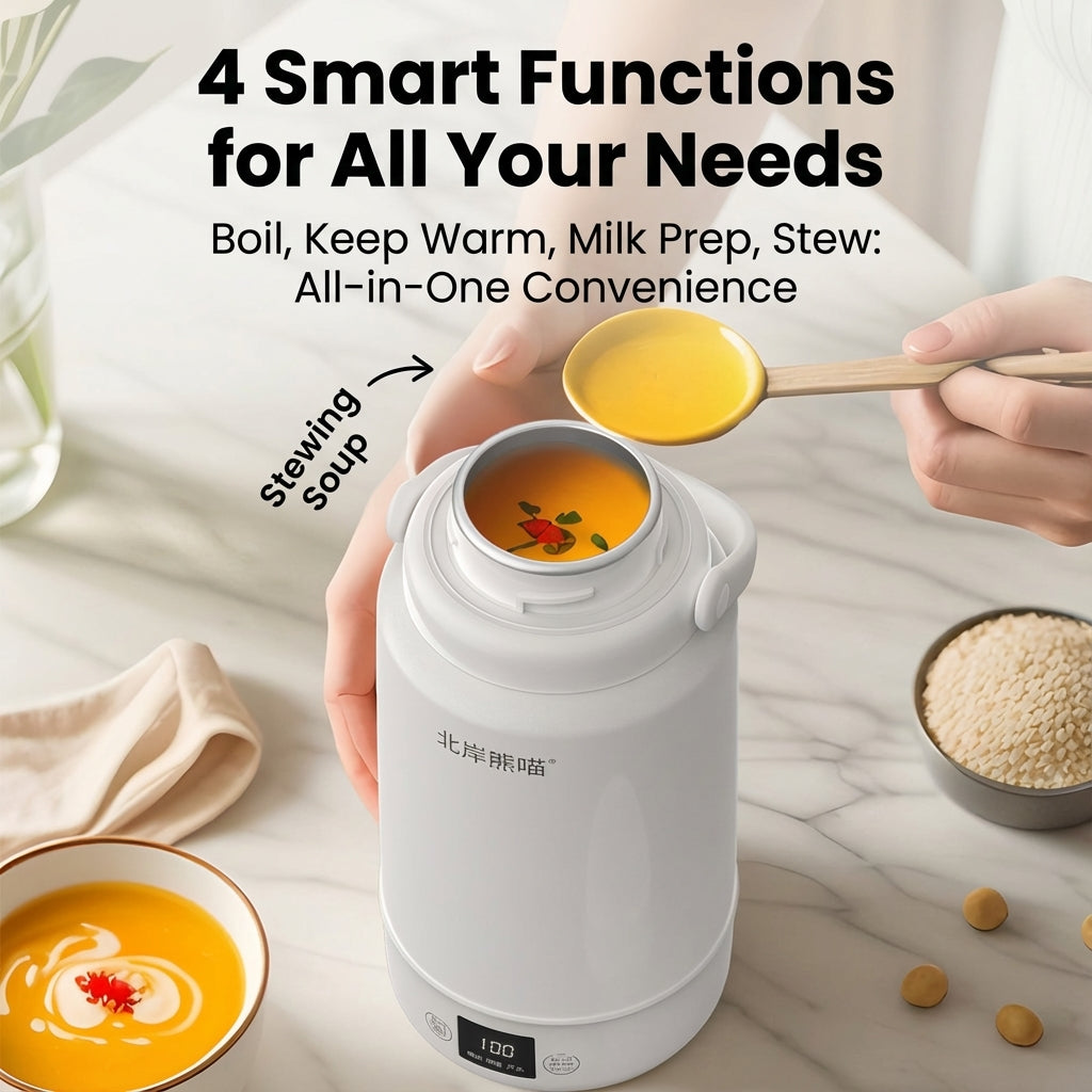 Electric Heating Cup Portable Stainless Steel Bottle Kettle 1L