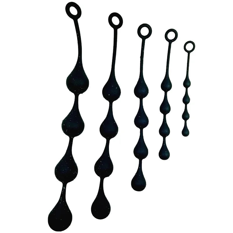 Amoura Anal Plug & Anal Beads, Waterdrop, Silicone, Five Sizes – silicone butt plug set