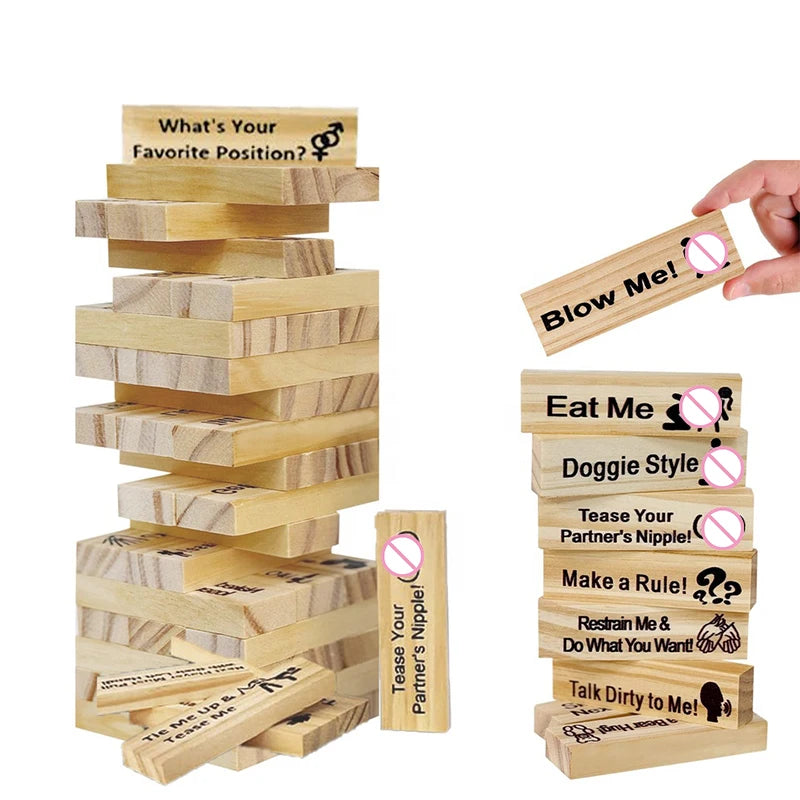48Pcs Sex Block Game for Adults Sex Toys Valentine Tower Stacking Games Wooden Block for Couples Erotica Party SM Block Secondary image