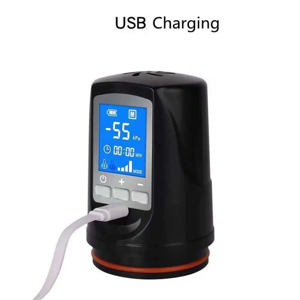 Amoura Male Penis Pump, Masturbator, 7-Frequency Electric Suction, Manual, Silicone – USB rechargeable