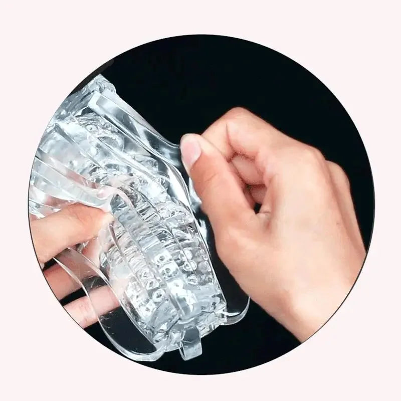Amoura Male Stroker Cup, Manual Masturbator, Adjustable Vacuum Suction, Transparent TPE – masturbation sleeve