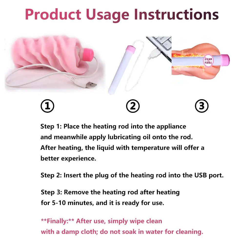 Amoura Penis & Perineum (confirmed in Features section: 'tailored for penis and perineum stimulation'), Warming Rod / Massager (confirmed in title, description, and specs), Heating (confirmed in – waterproof toy
