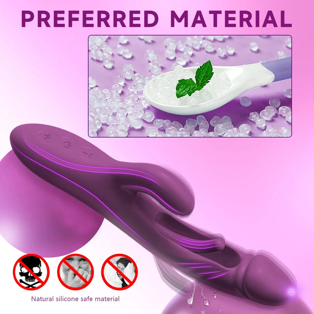 Amoura Rabbit Clitoral Vibrator, Personal Massager, Vibrating & Flapping, Women's, Food Grade Silicone, Waterproof – women's personal massager