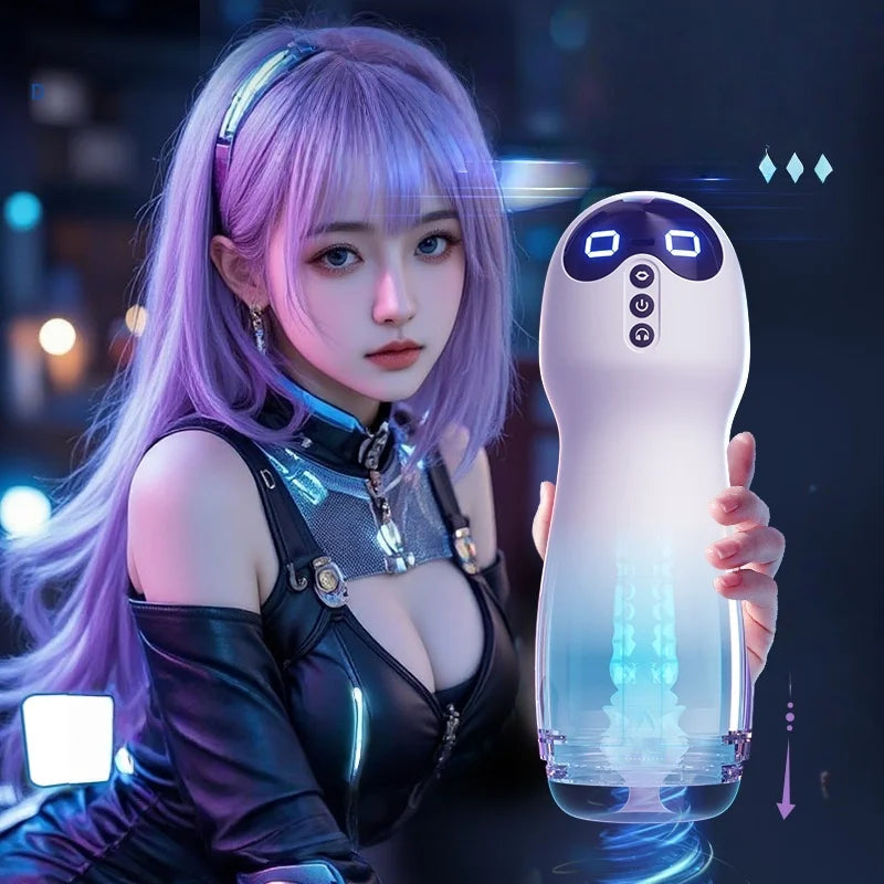 Amoura Realistic TPE Male Masturbator Cup with Voice Function – TPE toy