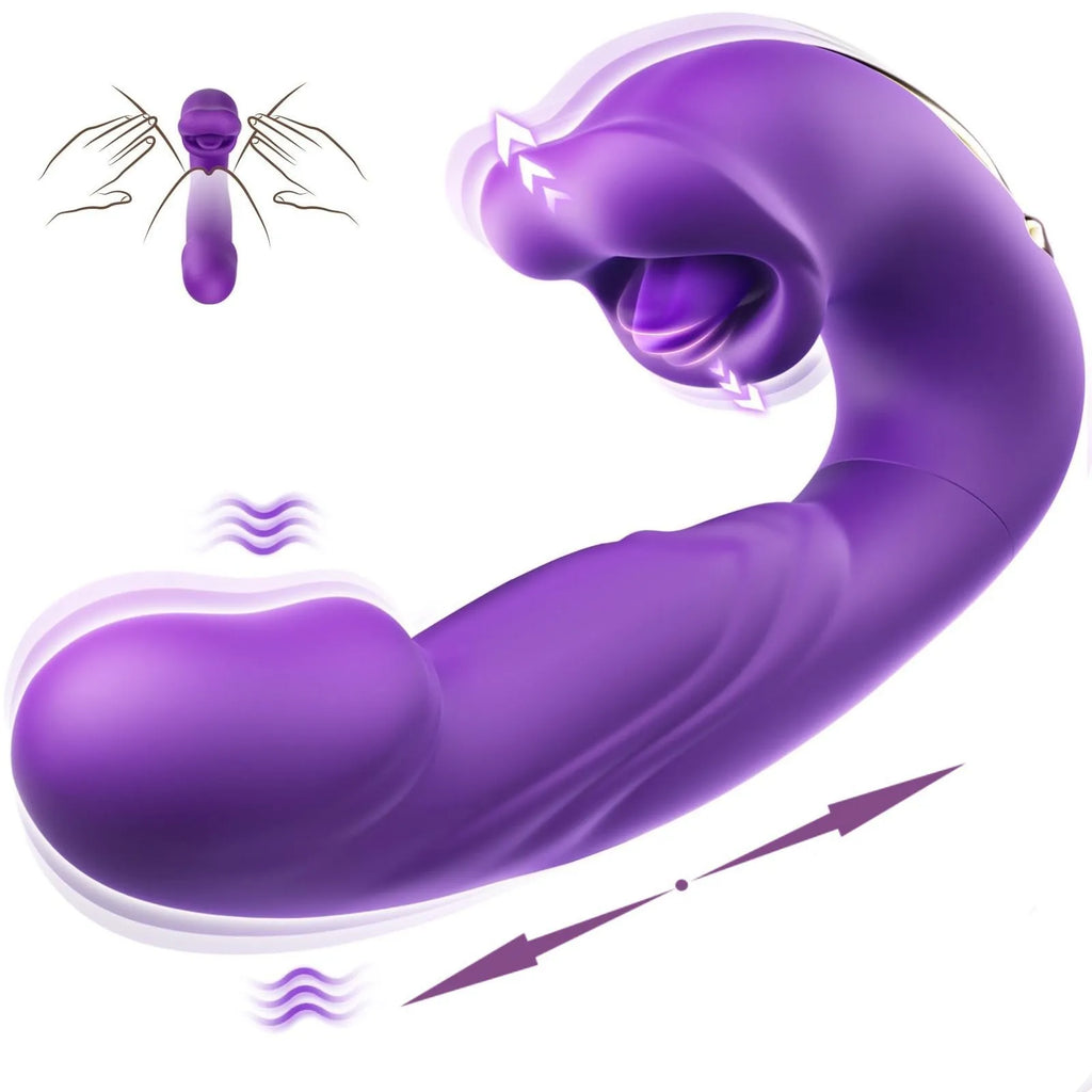 Amoura 3-in-1 Clitoral & G-Spot Vibrator, Tongue-Licking & Paddle Massager, Women's, Silicone, Waterproof – paddle massager