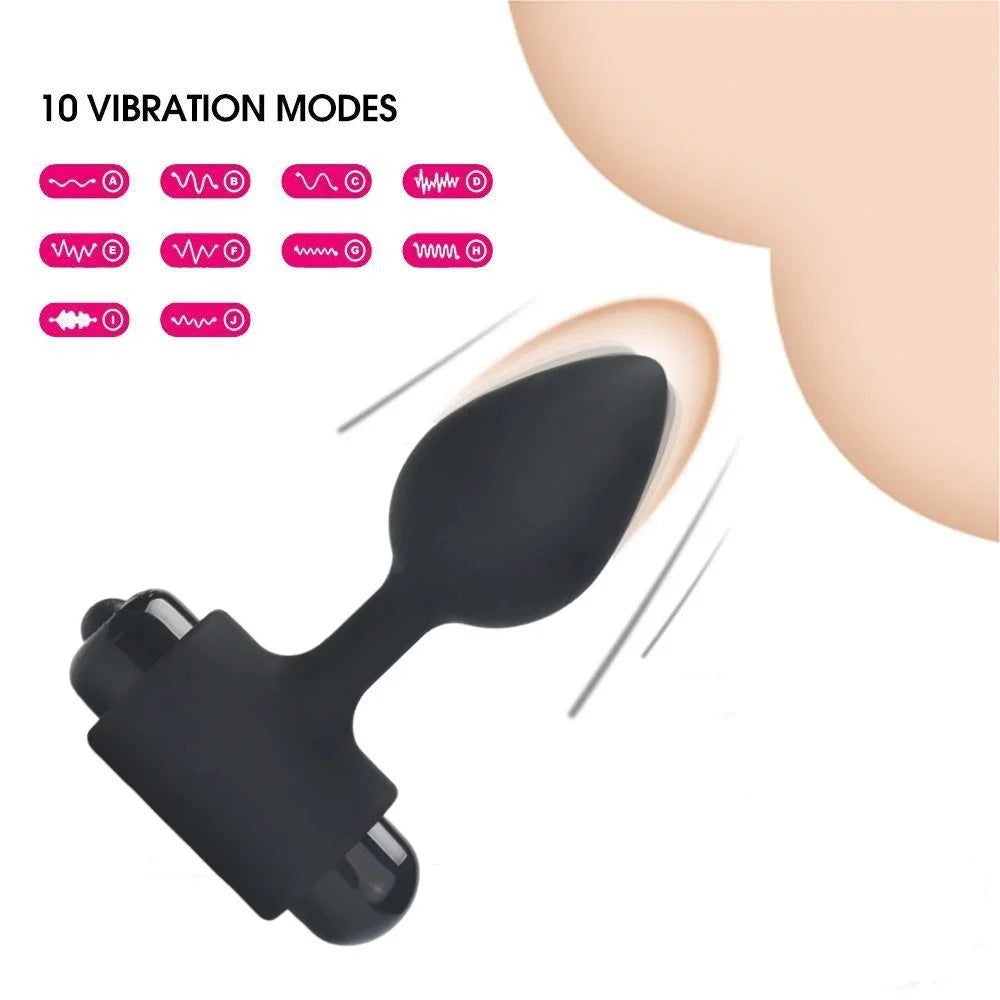 Amoura Anal & G-Spot Vibrator Plug, 10-Mode Vibrating, Women's, Silicone & ABS – beginner anal toy