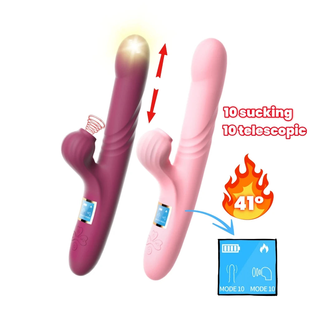 Amoura Clitoral & G-Spot Vibrator, Sucking & Telescopic, Women's, Heating, LED Display, Silicone – clitoral vibrator