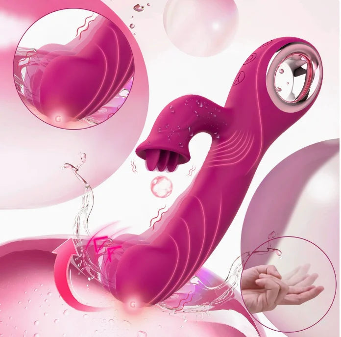 Amoura Clitoral & G-Spot Vibrator, Tongue-Licking Massager, Vibrating, Women's, Manual, Silicone, Waterproof – clitoral vibrator