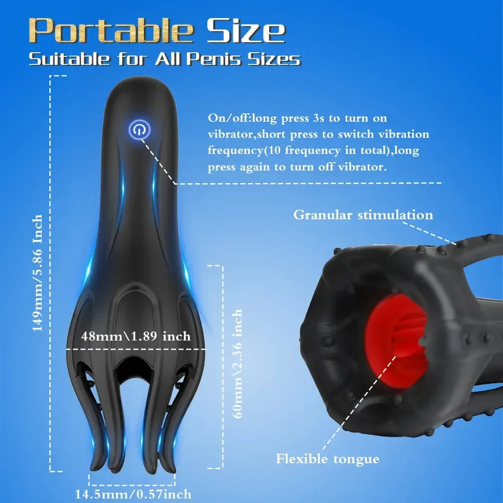 Amoura Glans Vibrating Tongue Licking Masturbator, Men's, 10-Mode Vibrating & Licking, TPE, Waterproof – tongue licking masturbator
