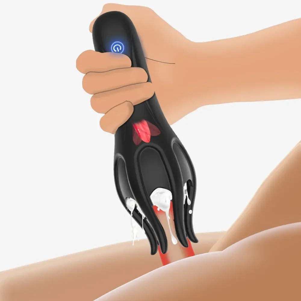Amoura Glans Vibrating Tongue Licking Masturbator, Men's, 10-Mode Vibrating & Licking, TPE, Waterproof – male masturbator