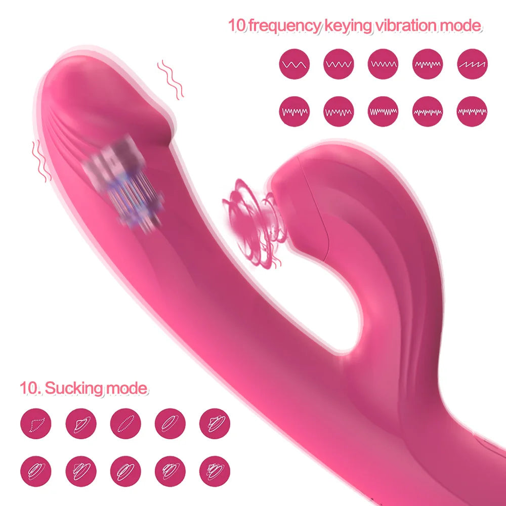 Amoura Clitoral, G-Spot & Nipple 3-in-1 Rabbit Vibrator, Massager, Vibrating & Suction & Heating, Women's, Silicone – waterproof rabbit vibrator