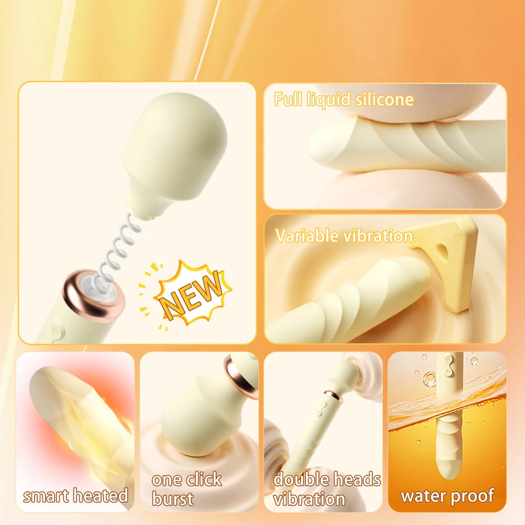 Amoura Love Stick II Clitoral & G-Spot Vibrator, Women's, Heating & Double-Head Vibration, Liquid Silicone, Waterproof – waterproof vibrator