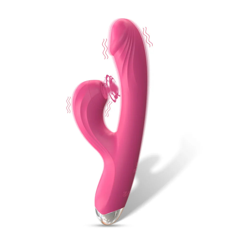 Amoura Clitoral, G-Spot & Nipple 3-in-1 Rabbit Vibrator, Massager, Vibrating & Suction & Heating, Women's, Silicone – dual motor vibrator