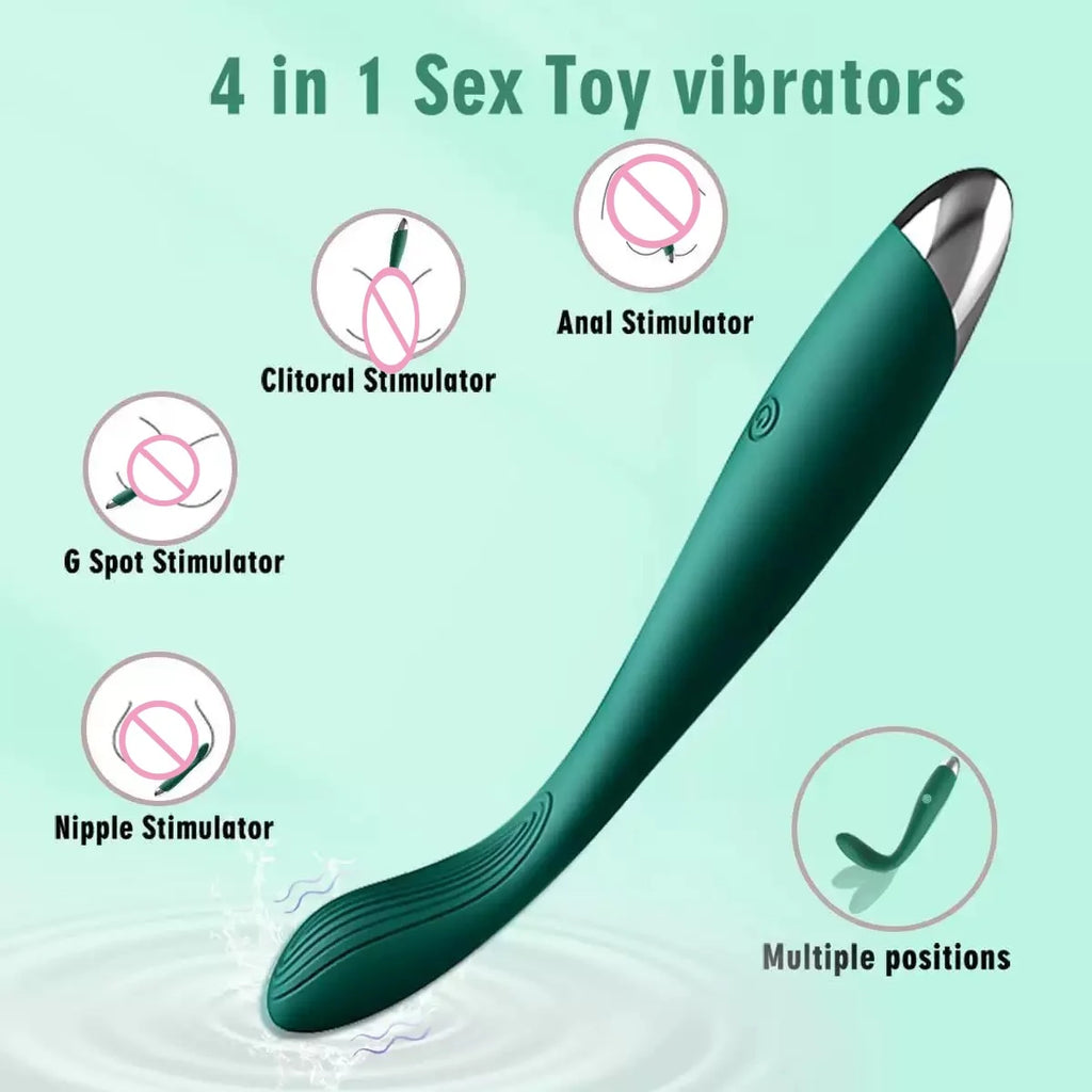 Amoura Clitoral & G-Spot Wand Vibrator, Personal Massager, 10 Frequencies, Silicone – dual-zone vibrator