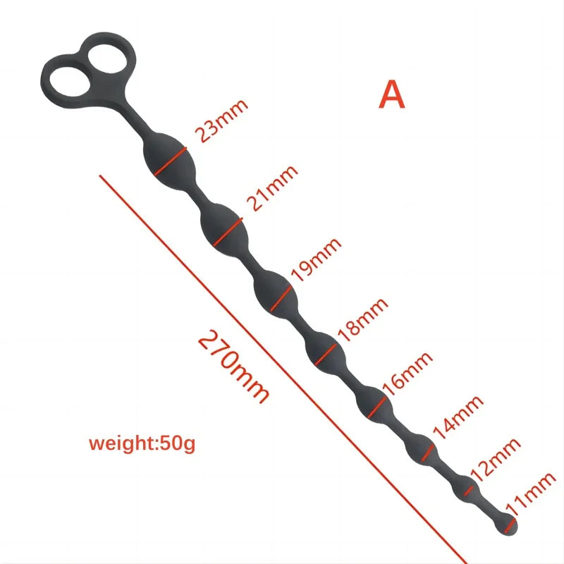 Amoura Anal Bead Trainer, Silicone, Pull Ring, Six-Piece Set – silicone anal plug