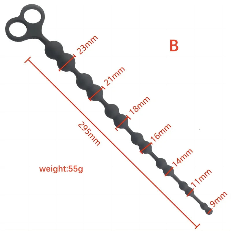Amoura Anal Bead Plug Trainer, Silicone, Pull Ring, Unisex – anal beads