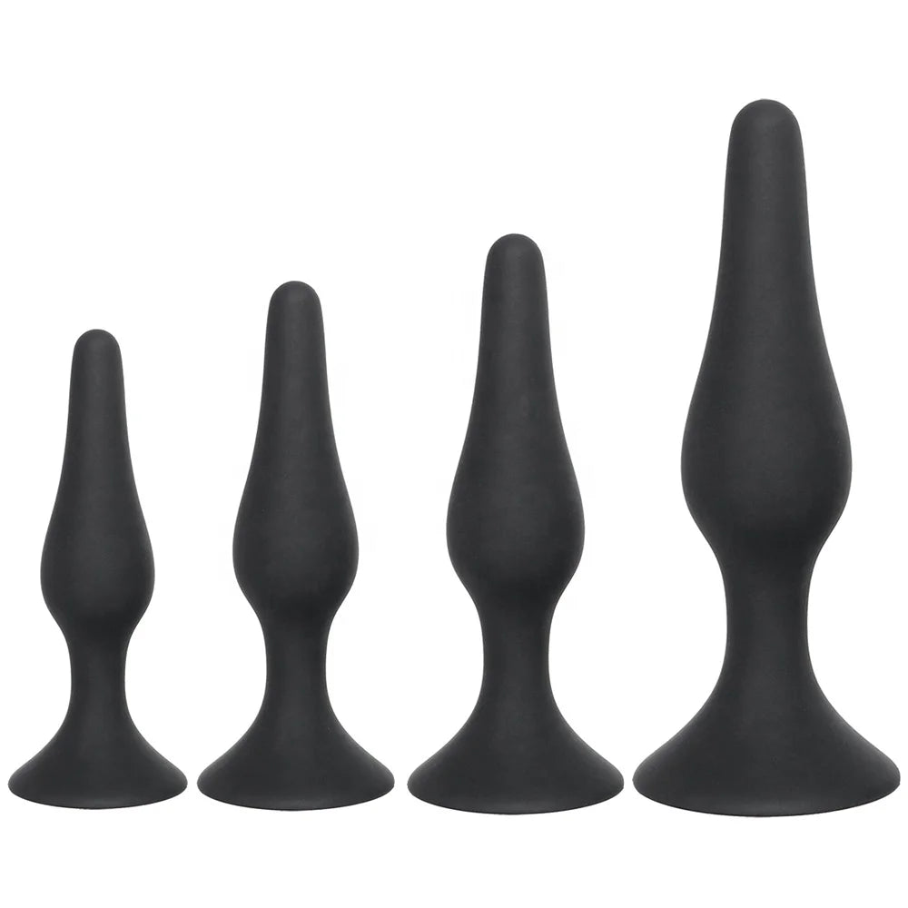 Amoura Anal Plug Kit, 4-Piece Graduated Set, Medical-Grade Silicone, Manual – anal plug kit