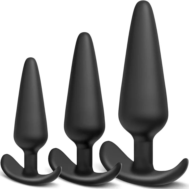Amoura Anal & Prostate Plug Kit, Three Sizes, Tapered, Medical-Grade Silicone – anal plug training kit