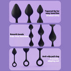Amoura Anal Bead Plug Trainer, Silicone, Pull Ring, Unisex – anal plug