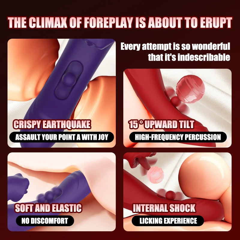 Amoura Clitoral & G-Spot Vibrator, Licking & Suction, Women's, Medical-Grade Silicone, Waterproof IPX6 – medical-grade silicone vibrator