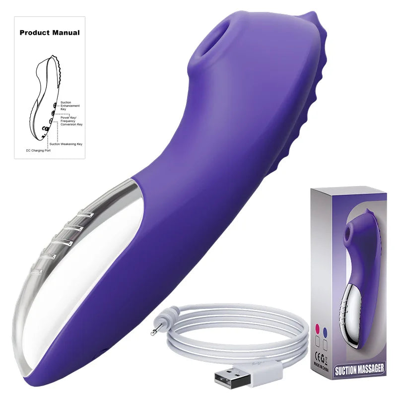 Amoura Clitoral & Nipple Suction Vibrator, Personal Massager, 10-Mode Sucking & Vibrating, Women's, Manual, Silicone & ABS, Waterproof – Clitoral suction vibrator