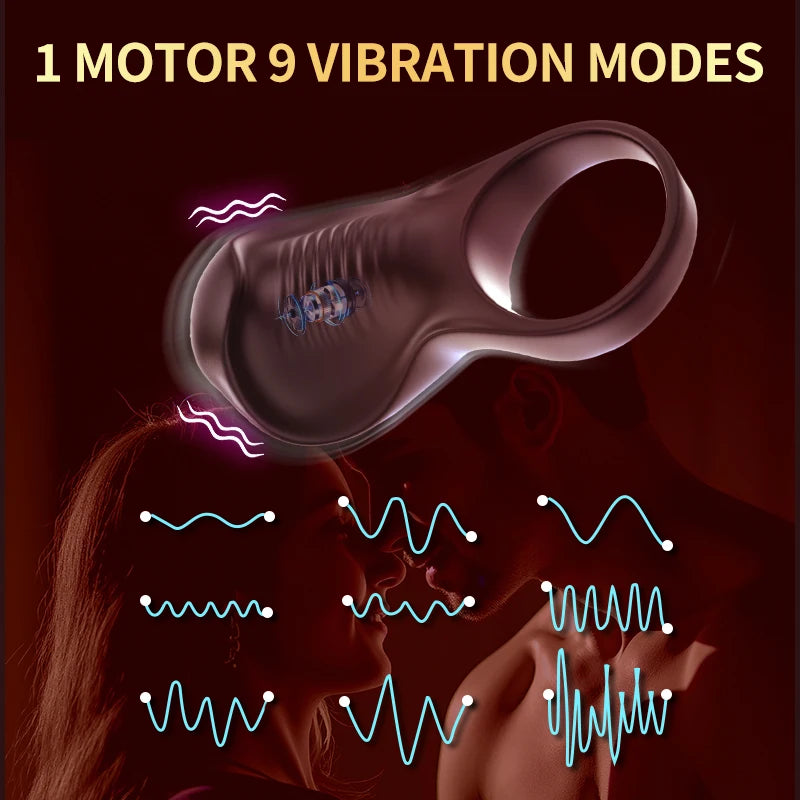 Amoura Penis Cock Ring Vibrator, Delay Ejaculation, 9 Frequencies, Men's, Silicone & ABS, IPX6 Waterproof – couples vibrator