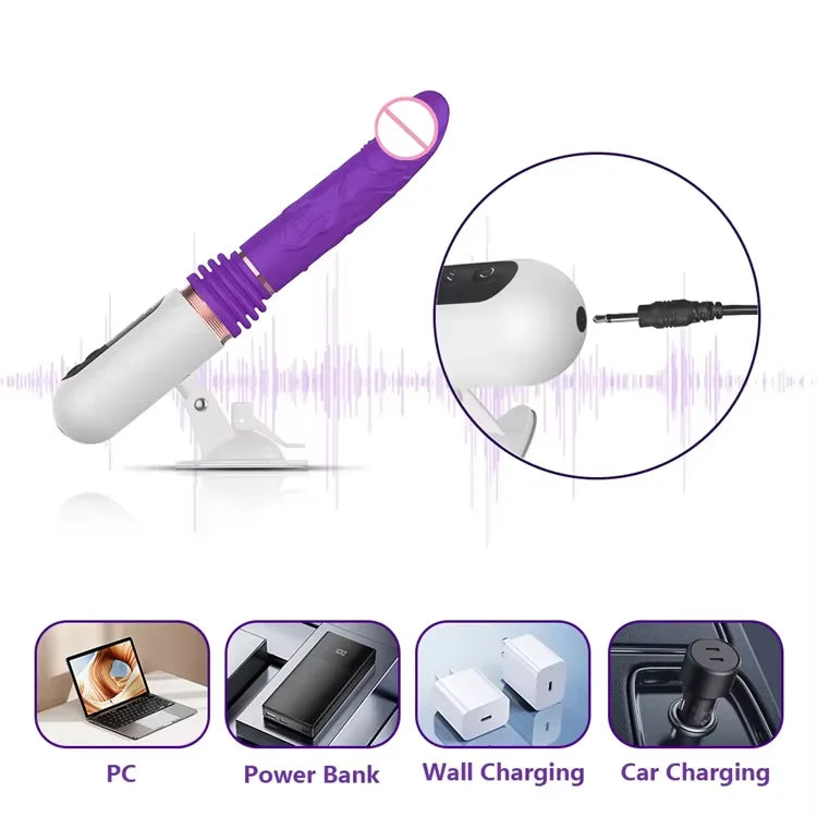 Amoura G-Spot, Vaginal & Anal Telescopic Thrusting Dildo, Women's, Silicone & ABS, Waterproof – telescopic thrusting