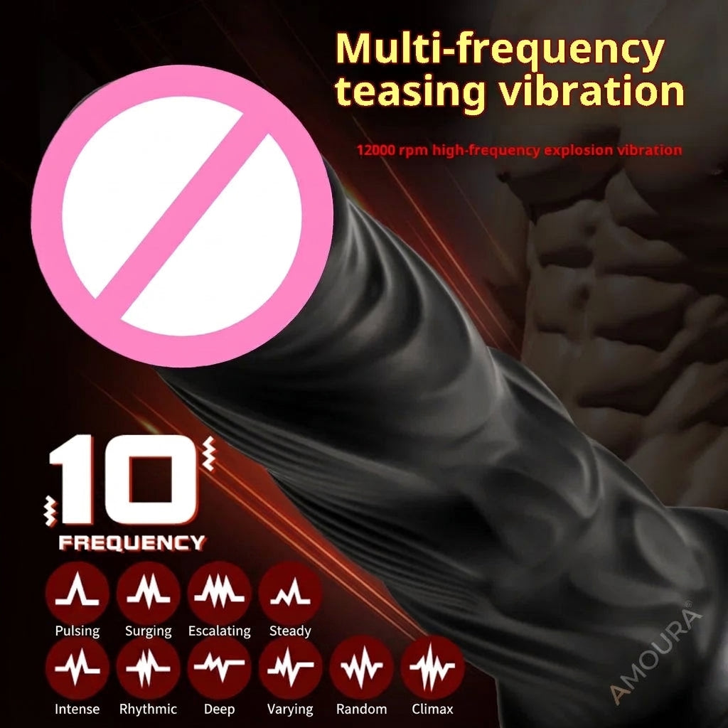 Amoura 8.5" Realistic Dildo, Vibrator, 10-Speed Vibrating, Liquid Silicone, Bendable, Waterproof