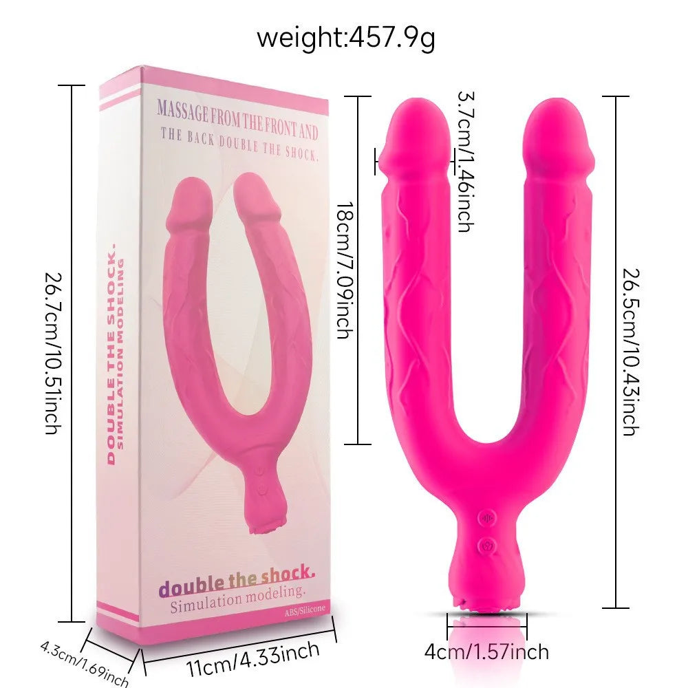 Amoura Double-Headed Dildo Vibrator, Lesbian, Dual Vibration, Silicone, Waterproof – couples dildo