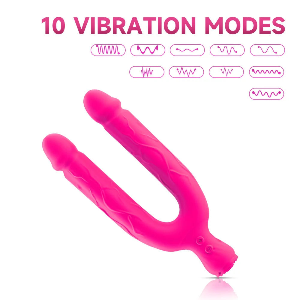 Amoura Double-Headed Dildo Vibrator, Lesbian, Dual Vibration, Silicone, Waterproof – silicone vibrator