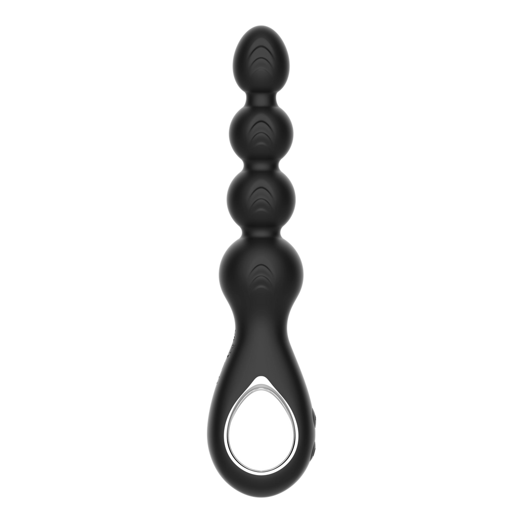 Amoura Anal Plug with Pulling Beads, Remote Control, Vibrating & Rotating, Silicone – vibrating anal plug