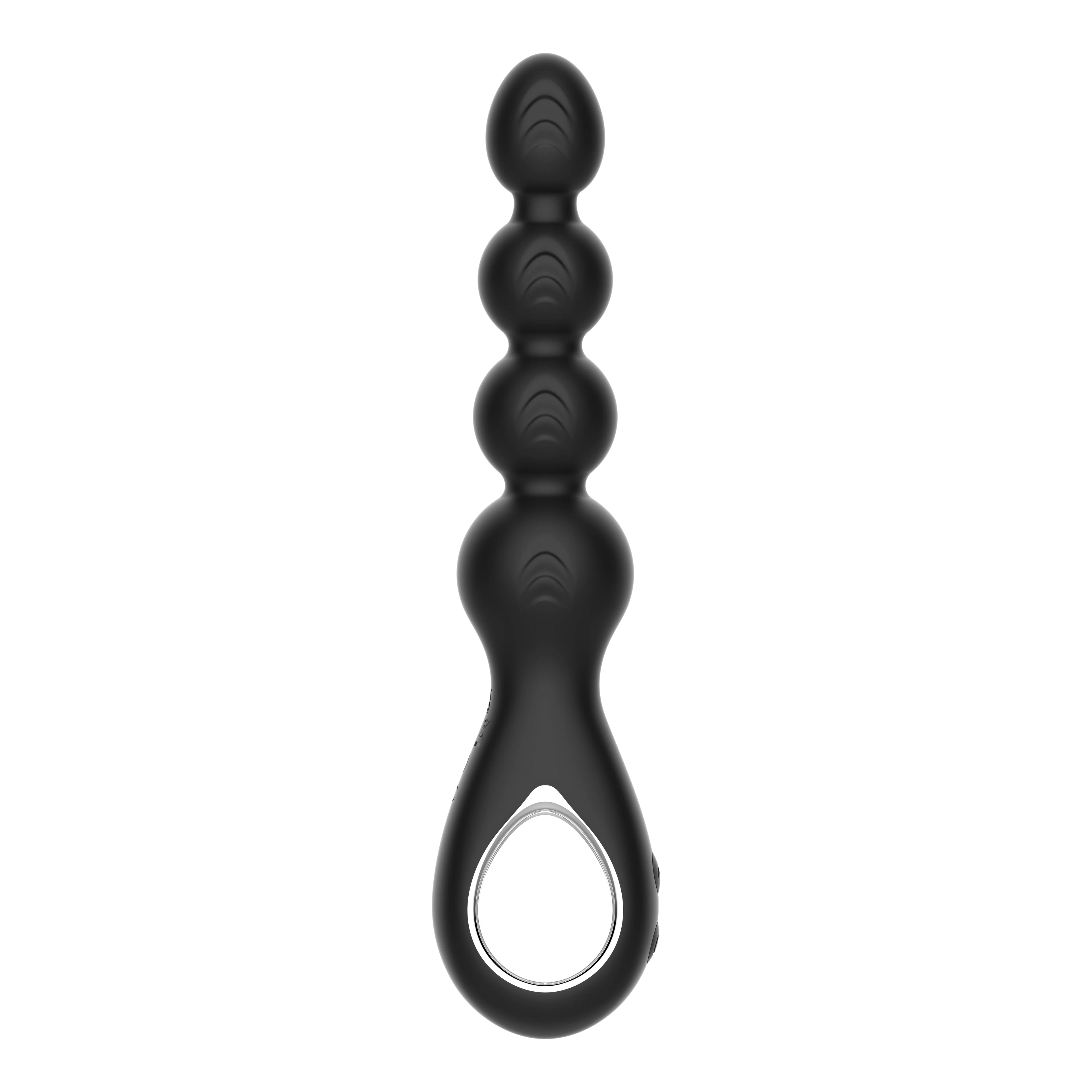 Amoura Anal Plug with Pulling Beads, Remote Control, Vibrating & Rotating, Silicone – vibrating anal plug