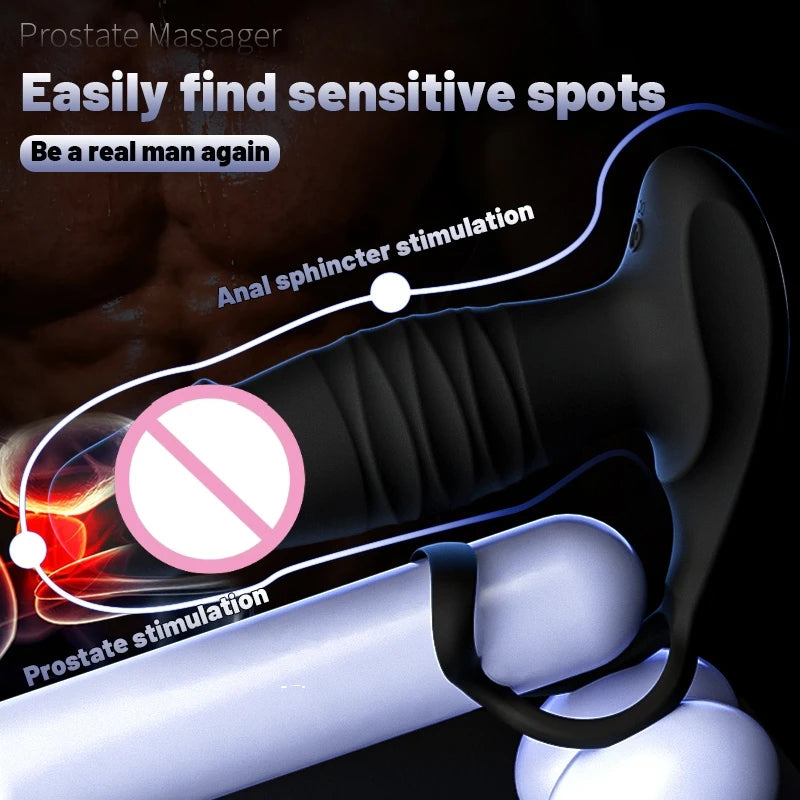 Amoura Anal & Prostate Vibrator, Thrusting & Vibrating, Unisex, App-Controlled, Medical-Grade Silicone – dual zone stimulator