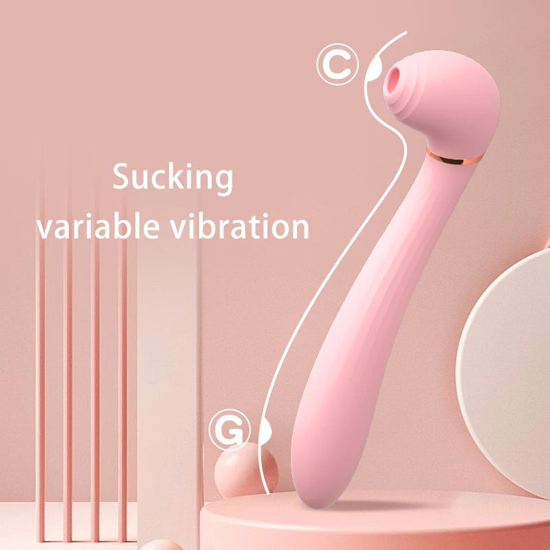 Amoura G-Spot Vibrator, Dual Suction & Vibration, Women's, Personal Massager, Medical-Grade Silicone, IPX4 Waterproof – Whisper Quiet Vibrator