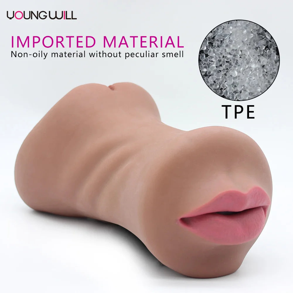Amoura Men's Mouth Masturbator, Stroker, Automatic Sucking, TPE – realistic masturbator