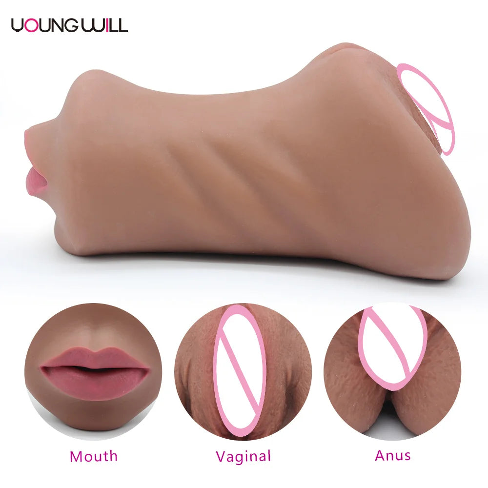 Amoura Men's Mouth Masturbator, Stroker, Automatic Sucking, TPE – pocket pussy