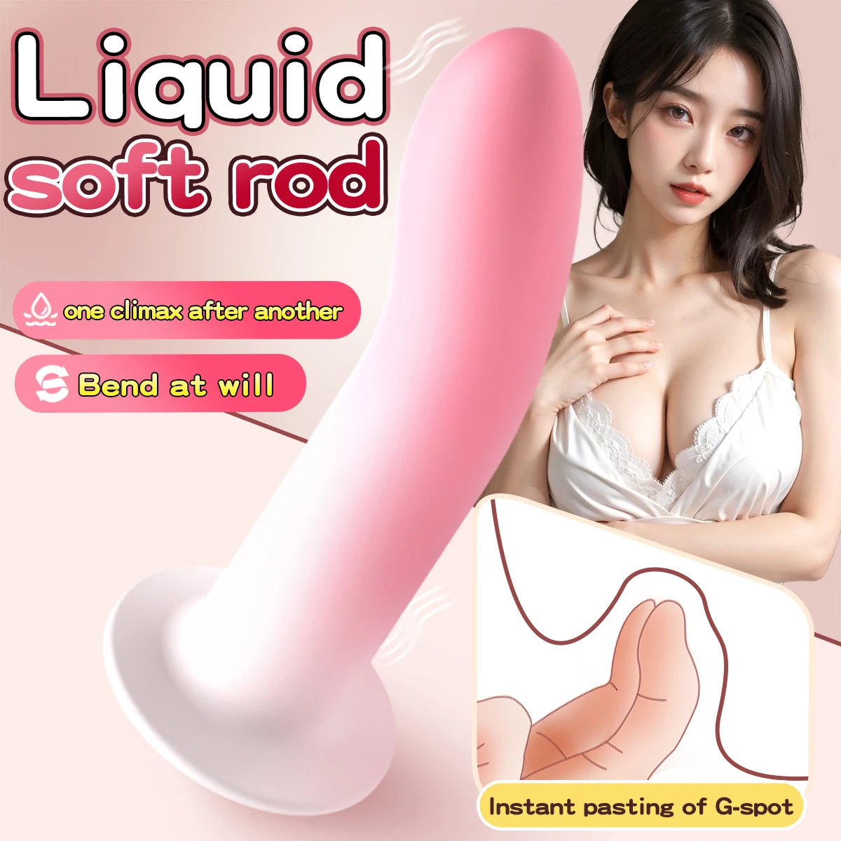 Amoura Vaginal & Clitoral Dildo, Manual Stimulator, Liquid Silicone, Pink – liquid silicone dildo