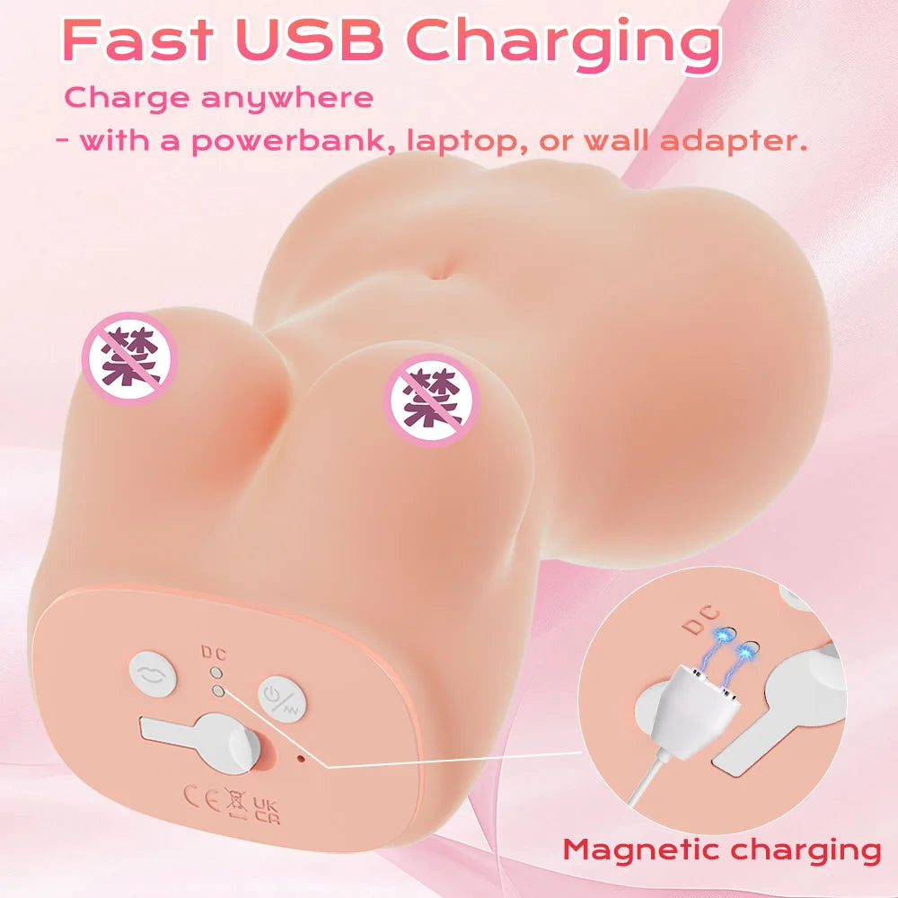 Amoura Men's Masturbator, Dual-Cavity Stroker, Vibrating & Suction, Manual – vibrating suction toy
