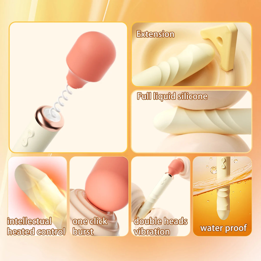 Amoura Vaginal & Anal Double-Ended Vibrator, Personal Massager, Dual Motor Vibrating, Women's, Liquid Silicone, Heating