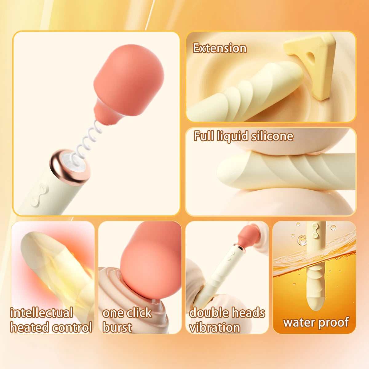 Amoura Vaginal & Anal Double-Ended Vibrator, Personal Massager, Dual Motor Vibrating, Women's, Liquid Silicone, Heating