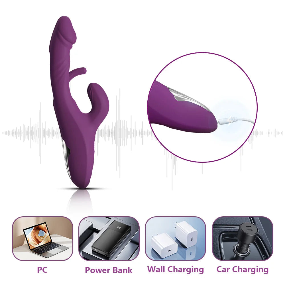 Amoura Rabbit Clitoral Vibrator, Personal Massager, Vibrating & Flapping, Women's, Food Grade Silicone, Waterproof – rabbit clitoral vibrator